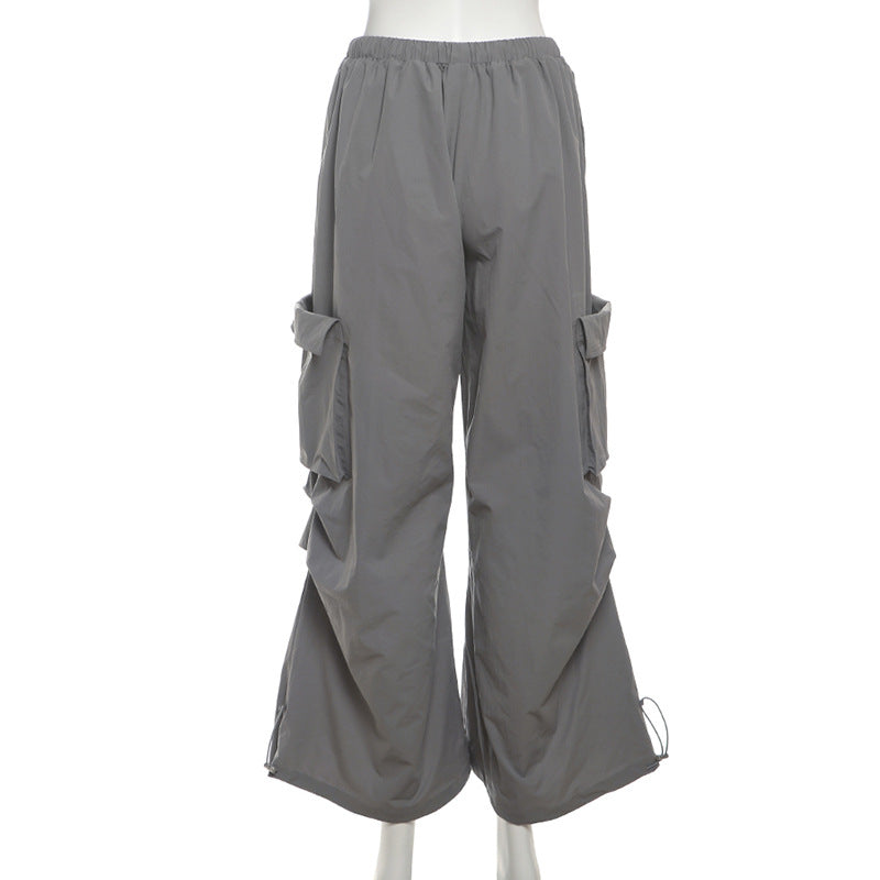 Women's Chic Fall Wide Leg Cargo Pants - Effortless Drawstring Streetwear Style