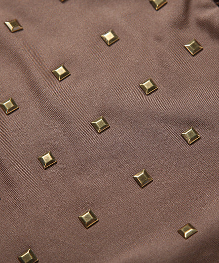 Sultry Halter Ruched Studded Mini Dress - Your Fall Night Out Essential