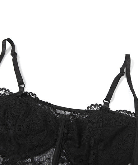 Sultry Black Polka Dot Lace Bodysuit - Fall & Holiday Glamour Essential