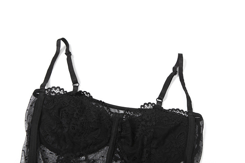 Sultry Black Polka Dot Lace Bodysuit - Fall & Holiday Glamour Essential