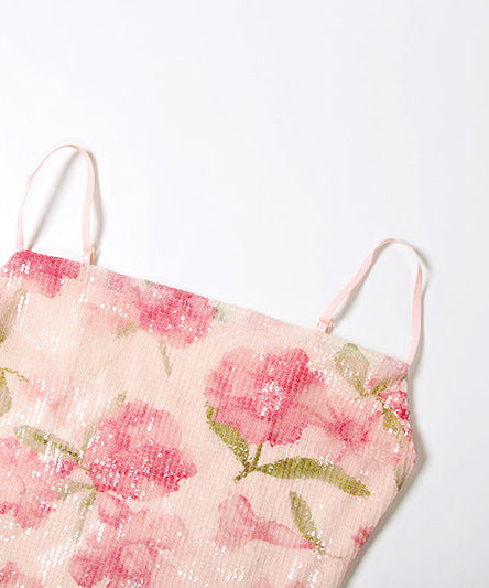 Radiant Pink Floral Sparkle Mini Dress – Your Go-To for Date Nights & Festive Events