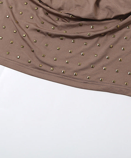 Sultry Halter Ruched Studded Mini Dress - Your Fall Night Out Essential