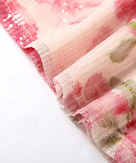 Radiant Pink Floral Sparkle Mini Dress – Your Go-To for Date Nights & Festive Events