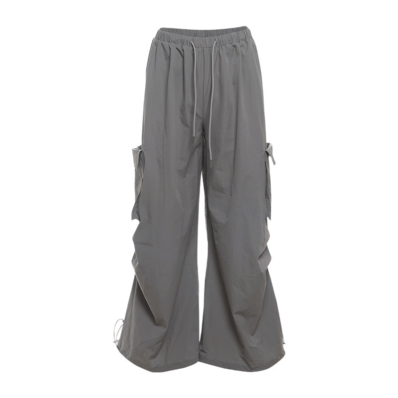 Women's Chic Fall Wide Leg Cargo Pants - Effortless Drawstring Streetwear Style