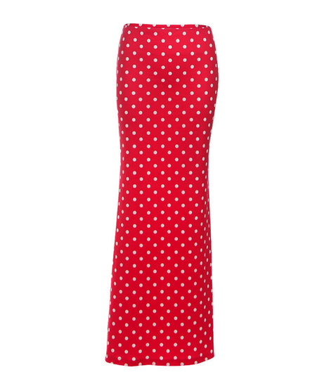 Chic Red Polka Dot Maxi Skirt | Figure-Flattering Fall & Holiday Style