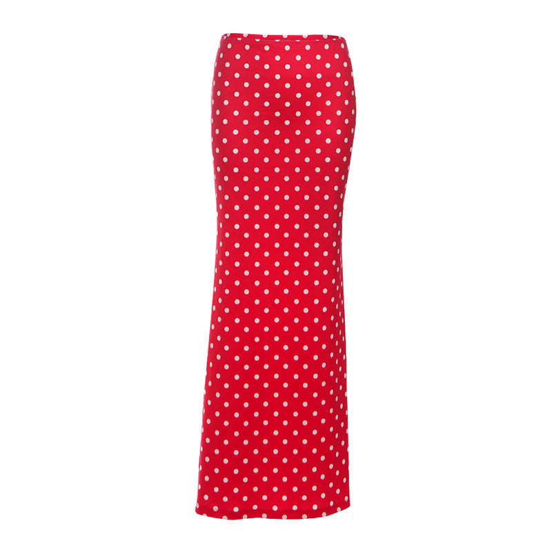 Chic Red Polka Dot Maxi Skirt | Figure-Flattering Fall & Holiday Style