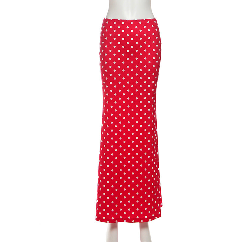 Chic Red Polka Dot Maxi Skirt | Figure-Flattering Fall & Holiday Style