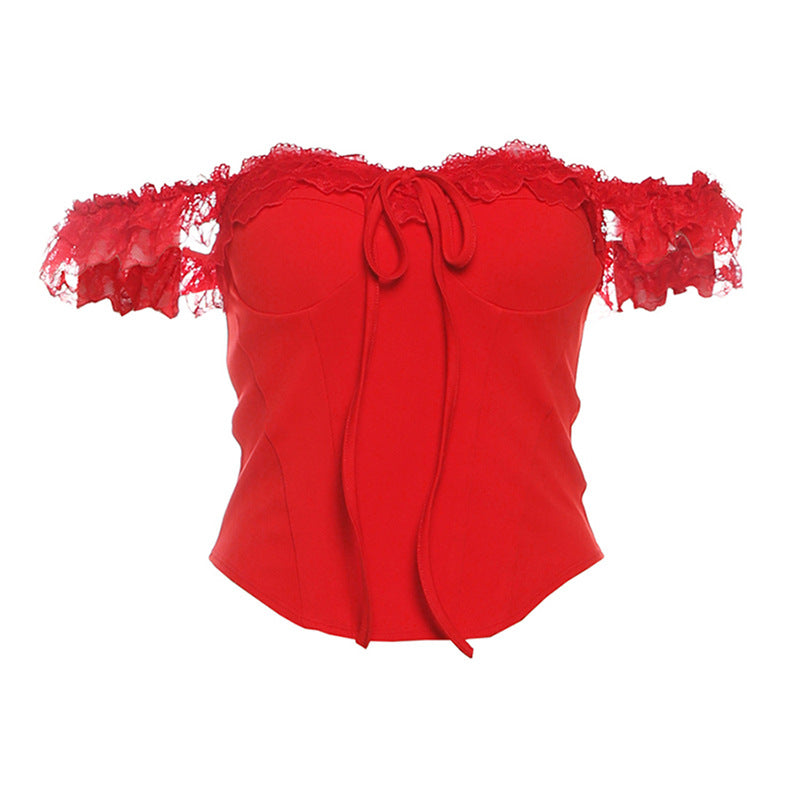 Red Hot Chic! Off-Shoulder Lace Corset Top – Your Fall & Holiday Party Essential