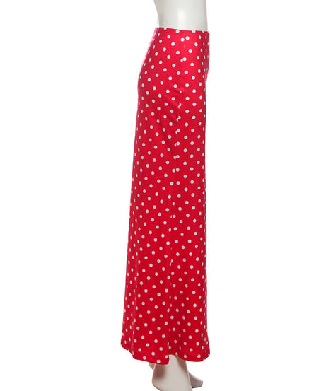 Chic Red Polka Dot Maxi Skirt | Figure-Flattering Fall & Holiday Style
