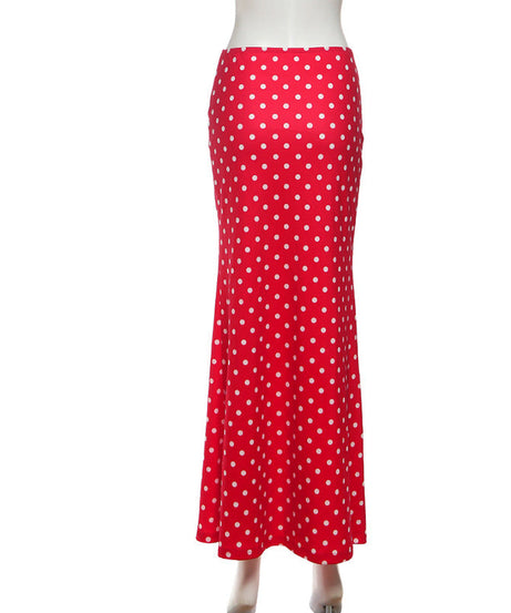 Chic Red Polka Dot Maxi Skirt | Figure-Flattering Fall & Holiday Style
