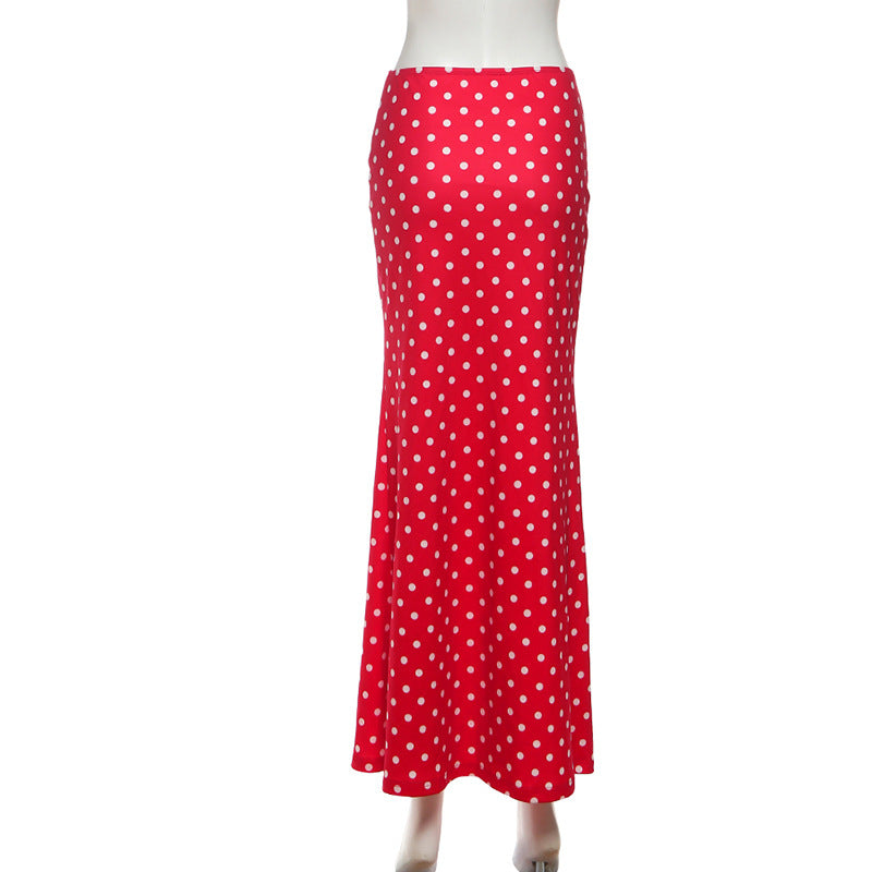 Chic Red Polka Dot Maxi Skirt | Figure-Flattering Fall & Holiday Style