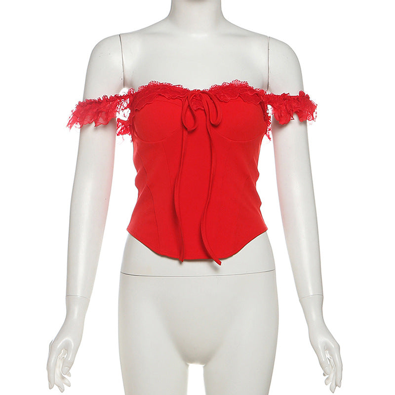 Red Hot Chic! Off-Shoulder Lace Corset Top – Your Fall & Holiday Party Essential