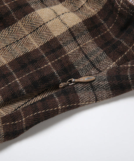 Autumn Plaid Lace-Up Corset Cami Top | Chic Ruffled Bustier for Fall