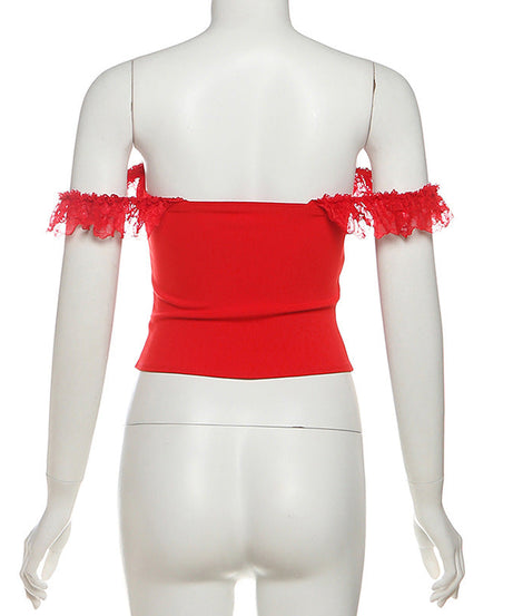 Red Hot Chic! Off-Shoulder Lace Corset Top – Your Fall & Holiday Party Essential
