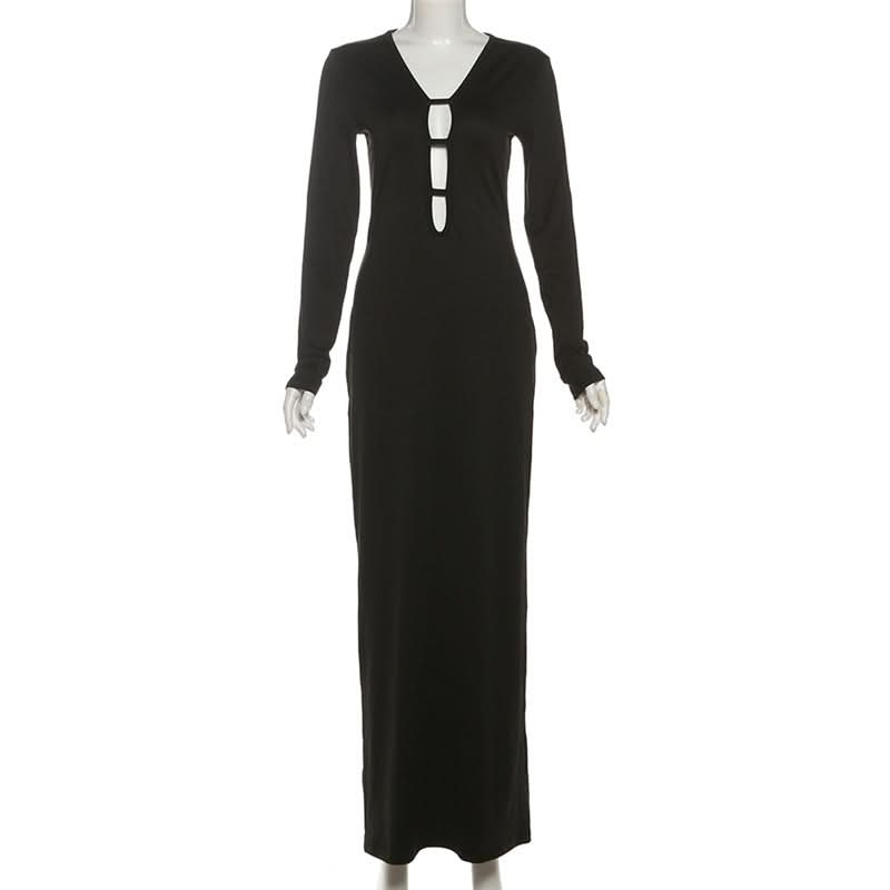 Effortless Chic Black Long Sleeve Henley Maxi Dress - Your Fall & Holiday Essential