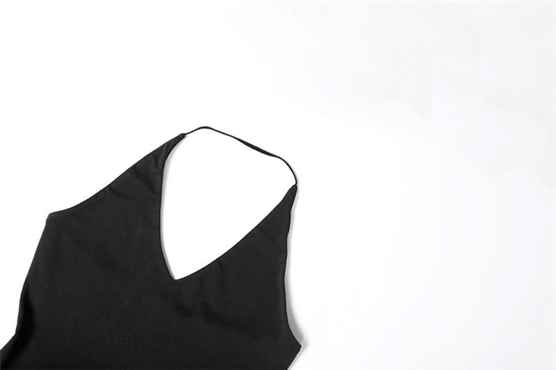 Siren Black Halter Sheer Maxi Dress - Ruffle Peplum & V-Neck for Fall Night Out Glam