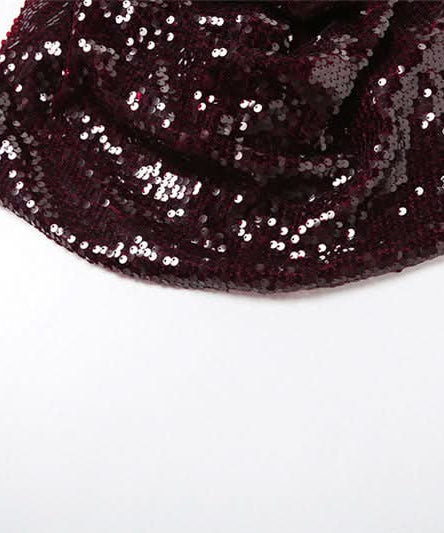 Dazzling Burgundy Sequin Halter Top | Glam Cowl Neck for Holiday & NYE Parties