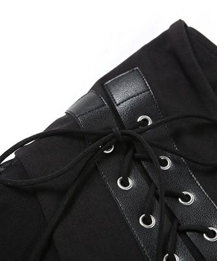 Edgy Asymmetrical Mesh Ruffle Mini Skirt with Buckles - Your Ultimate Fall & Halloween Statement