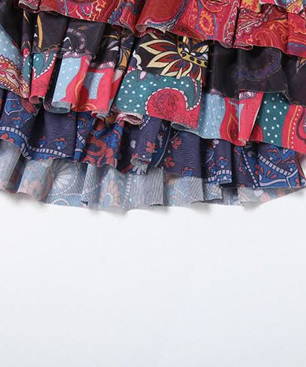 Vibrant Boho Ruffle Mini Skirt - Paisley Tiered for Fall & Getaways