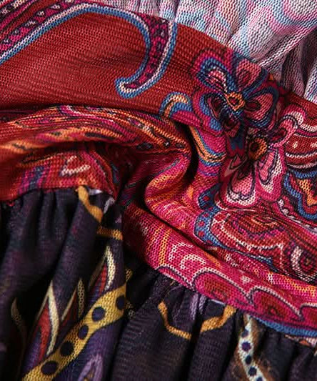 Vibrant Boho Ruffle Mini Skirt - Paisley Tiered for Fall & Getaways