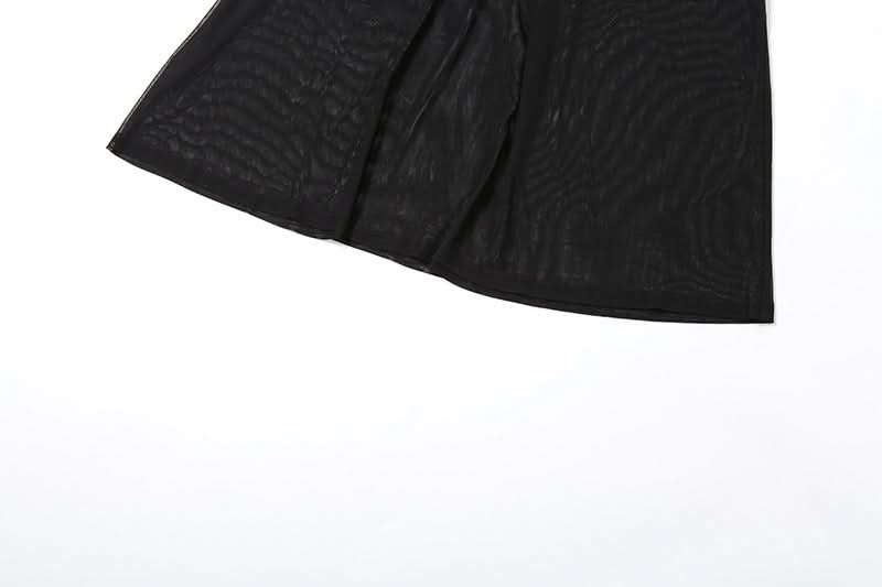 Sultry Black Strapless Ruched Mesh Maxi Dress | Curve-Hugging & Sheer for Fall Evenings