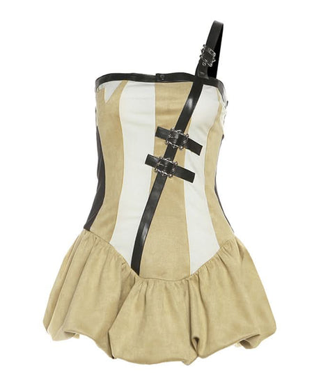 Gothic Chic Buckle Corset Mini Dress - Edgy Fall & Halloween Party Statement