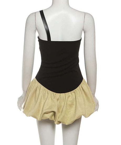 Gothic Chic Buckle Corset Mini Dress - Edgy Fall & Halloween Party Statement