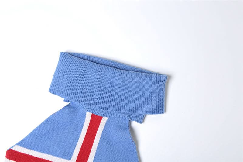 Cozy Fall Chic: Icelandic Flag Knit Halter Crop Top & Shorts Loungewear Set