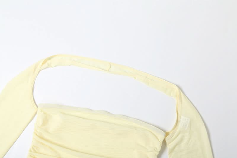 Goddess Chic: Ruched Bodycon Mini Dress with Detached Mesh Sleeves & Ethereal Drapes – Your Fall Party Essential