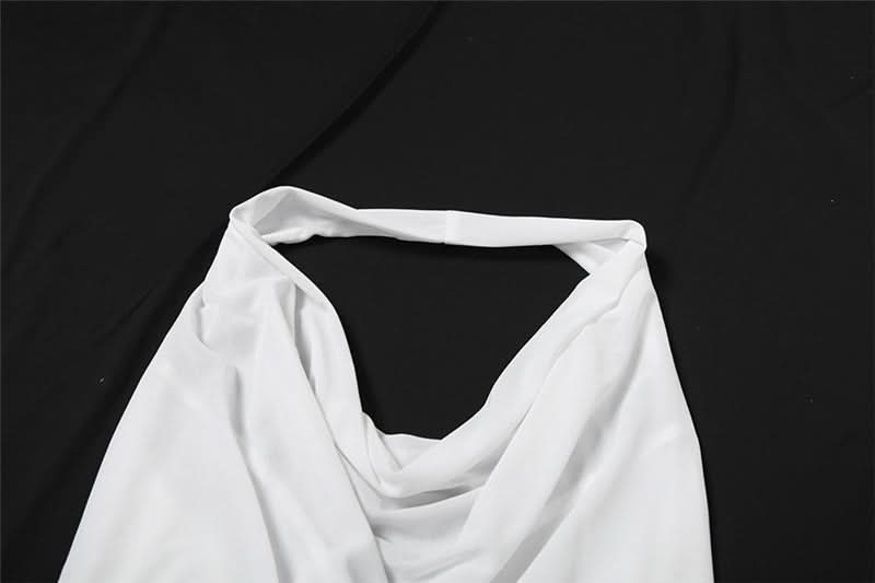 White Halter Crop Top & Flowy Maxi Skirt Set - Chic Resort Wear for Winter Escapes