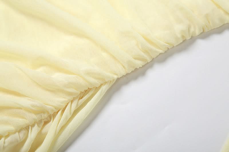 Goddess Chic: Ruched Bodycon Mini Dress with Detached Mesh Sleeves & Ethereal Drapes – Your Fall Party Essential