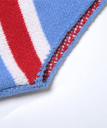 Cozy Fall Chic: Icelandic Flag Knit Halter Crop Top & Shorts Loungewear Set