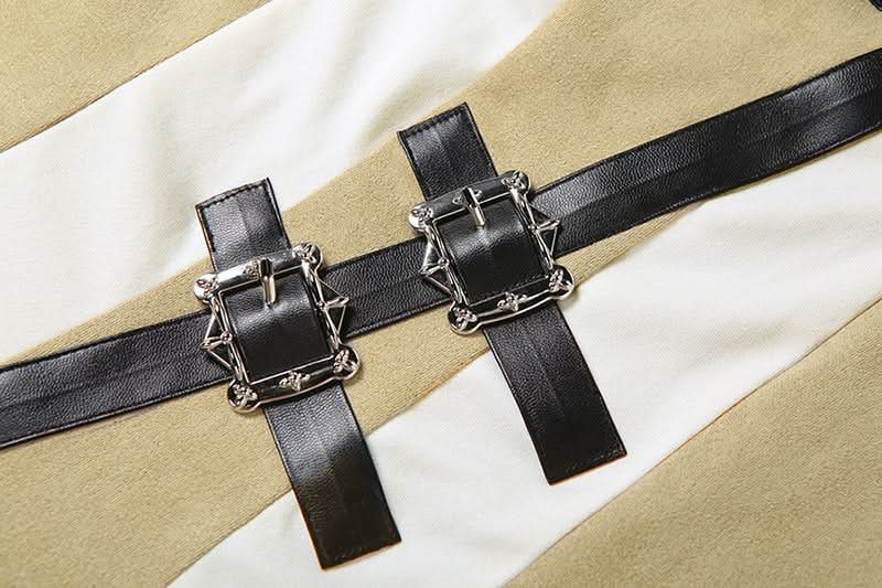 Gothic Chic Buckle Corset Mini Dress - Edgy Fall & Halloween Party Statement