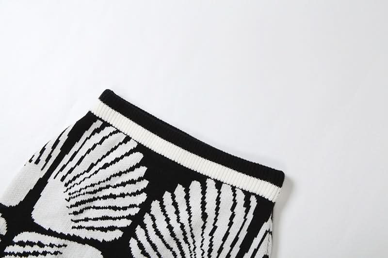 Art Deco Knit Halter Crop Top & Mini Skirt Set - Fall Party & Holiday Glam