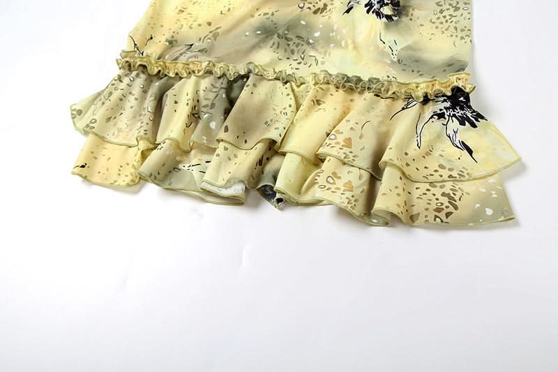 Autumn Bloom Ruffle Cami & Midi Skirt Set - Chic Y2K-Inspired Fall Co-ord Outfit