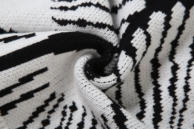 Art Deco Knit Halter Crop Top & Mini Skirt Set - Fall Party & Holiday Glam