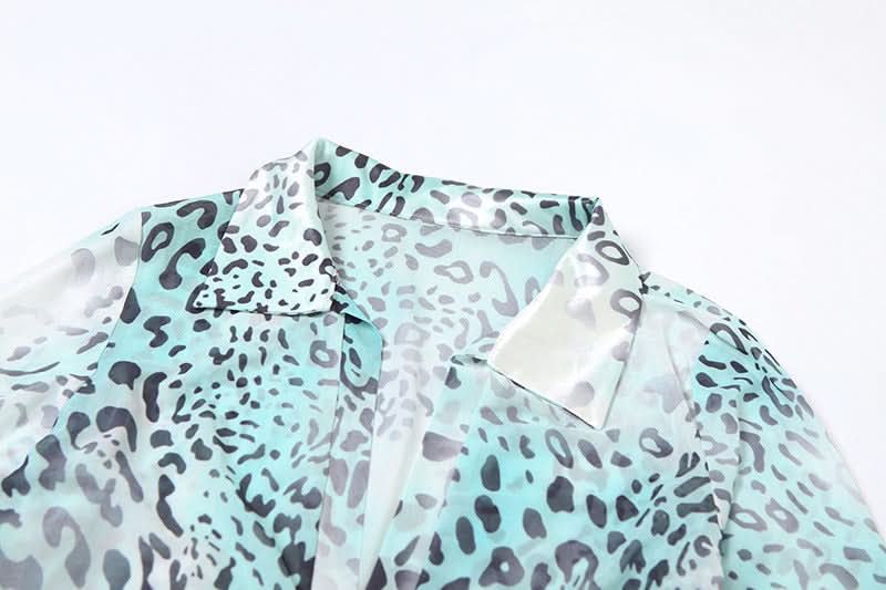 Effortless Fall Glam: Aqua Leopard Long Sleeve Deep V-Neck Maxi Dress