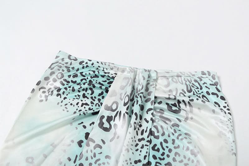 Effortless Fall Glam: Aqua Leopard Long Sleeve Deep V-Neck Maxi Dress