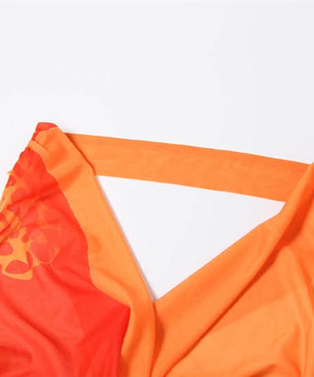 Escape to Paradise: Vibrant Tropical Bloom Halter Cowl Neck Maxi Dress with Thigh Slit