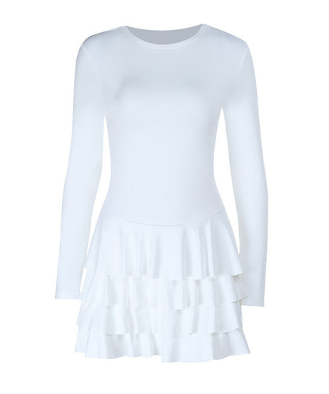 Effortless Fall Chic: Women's Long Sleeve Tiered Ruffle Mini Dress – Holiday Ready