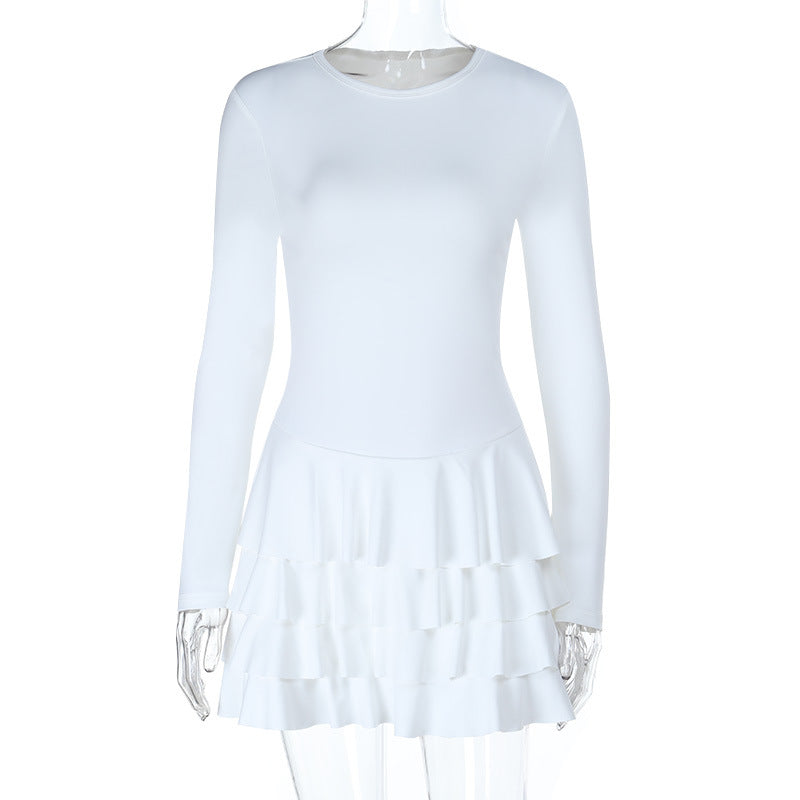Effortless Fall Chic: Women's Long Sleeve Tiered Ruffle Mini Dress – Holiday Ready