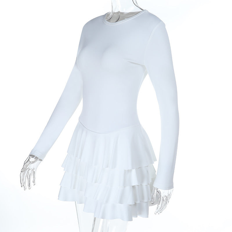 Effortless Fall Chic: Women's Long Sleeve Tiered Ruffle Mini Dress – Holiday Ready