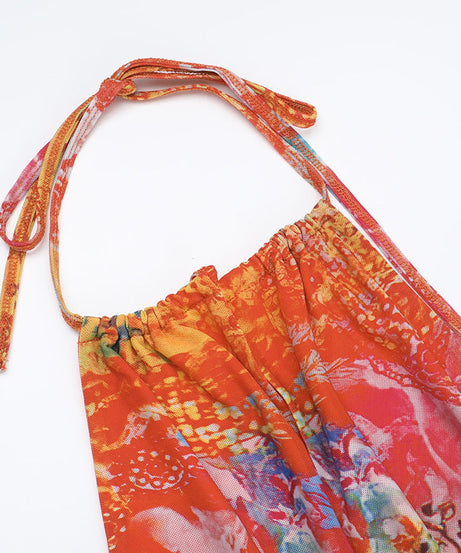 Vibrant Psychedelic Halter Maxi Skirt Set - Your Chic Tropical Getaway & Resort Look