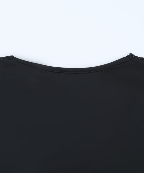 Alluring Black Lace Tie-Front V-Neck Top - Fall Fashion Long Sleeve Blouse