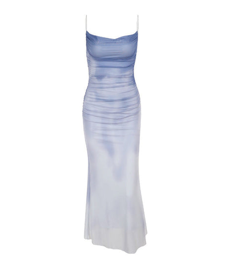 Celestial Cloud Ruched Maxi Dress - Effortless Chic for Fall Events & Holiday Getaways
