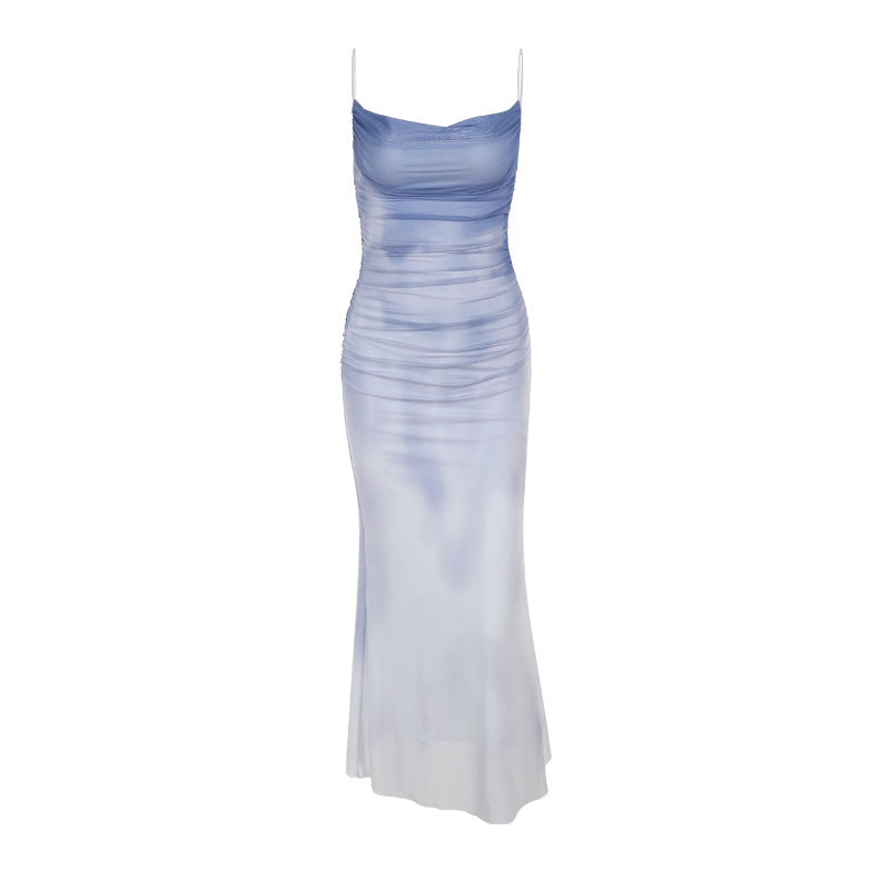 Celestial Cloud Ruched Maxi Dress - Effortless Chic for Fall Events & Holiday Getaways