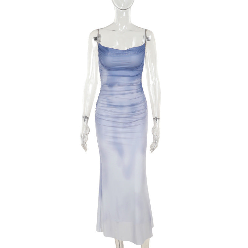 Celestial Cloud Ruched Maxi Dress - Effortless Chic for Fall Events & Holiday Getaways