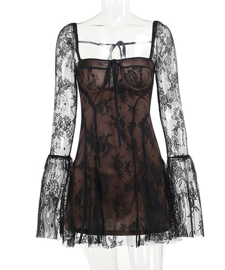 Whimsical White Lace Bell Sleeve Mini Dress | Your Fall & Holiday Party Essential