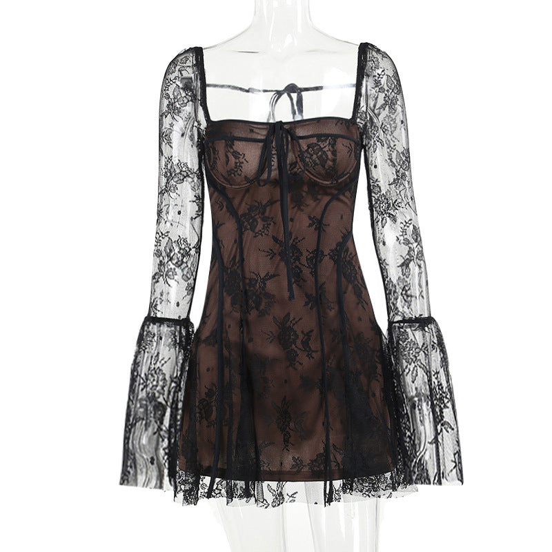 Whimsical White Lace Bell Sleeve Mini Dress | Your Fall & Holiday Party Essential