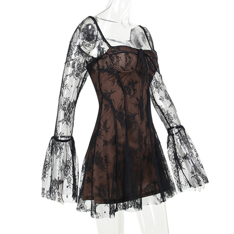 Whimsical White Lace Bell Sleeve Mini Dress | Your Fall & Holiday Party Essential